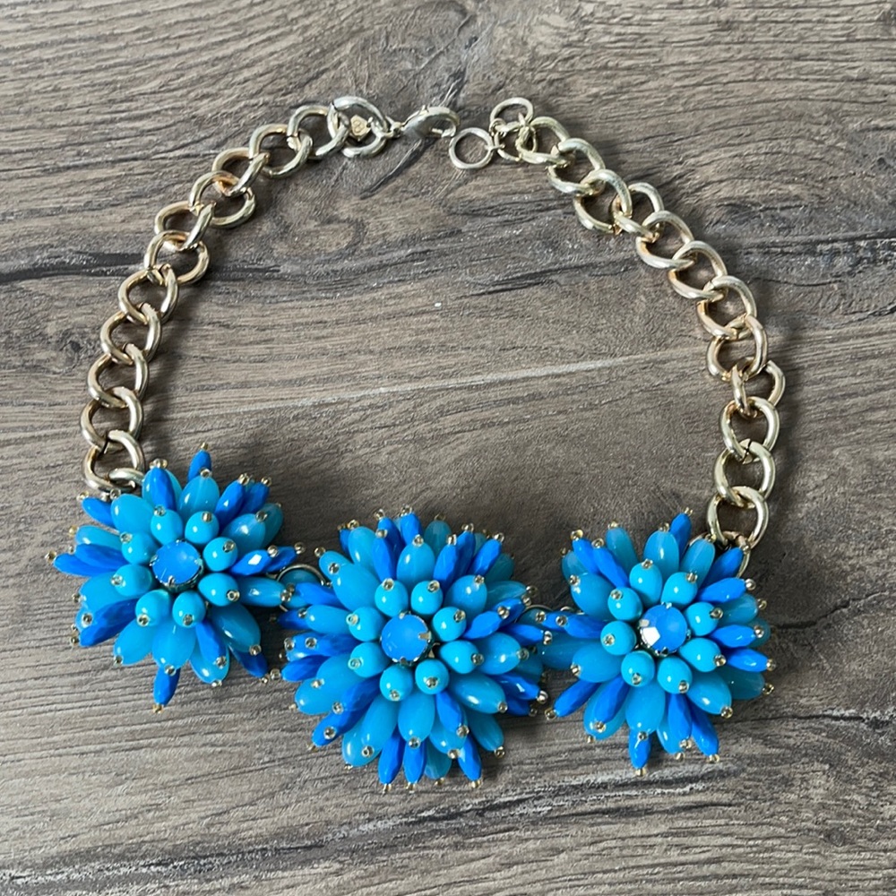 Blue flower statement necklace